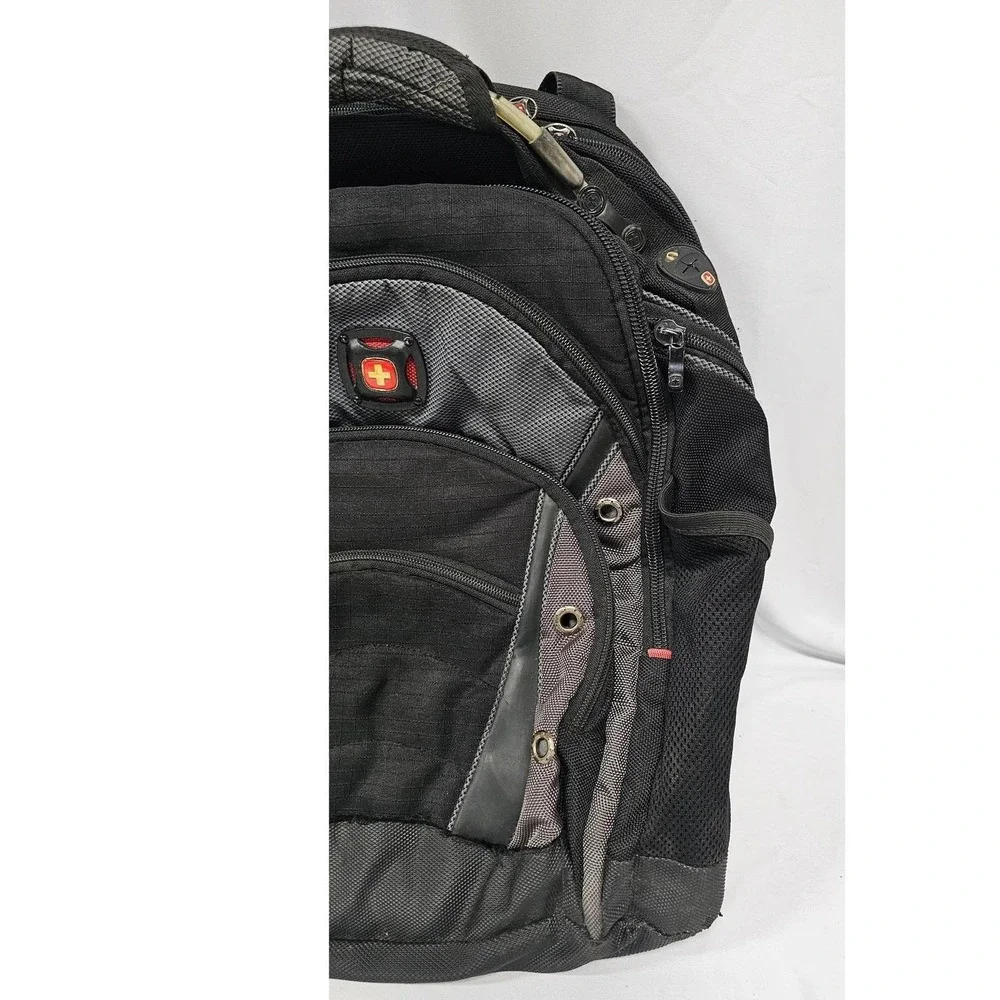 SwissGear ScanSmart Laptop Backpack Black Gray Travel School Bag Heavy Duty